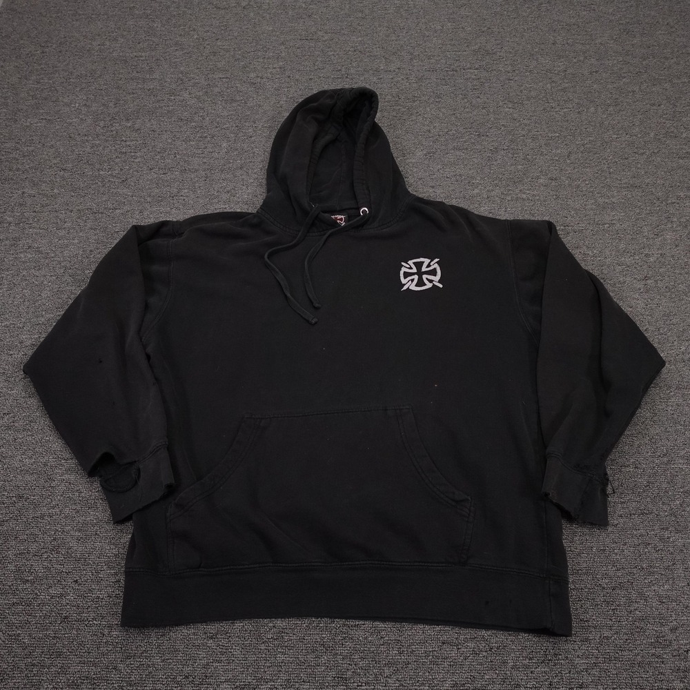 Vintage Independent Truck Company Hoodie Mens Large Black Skull Graphic Y2K